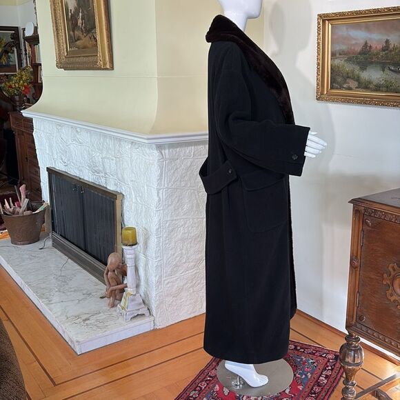 Vintage Nicole Farhi Wool/Cashmere Blend & Faux Fur Full Length Evening Coat - Picture 5 of 13